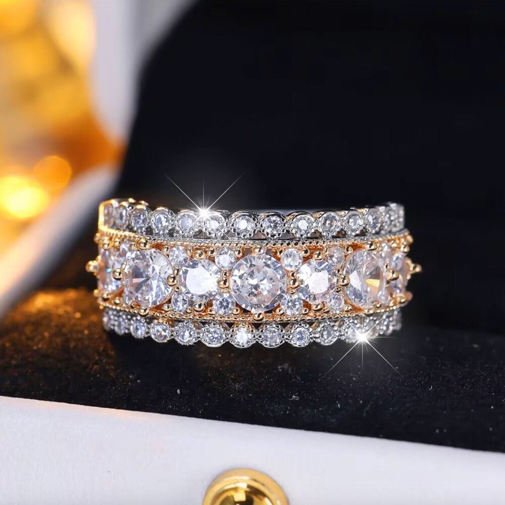 NEW 14k Yellow & White Gold Diamond Ring Band